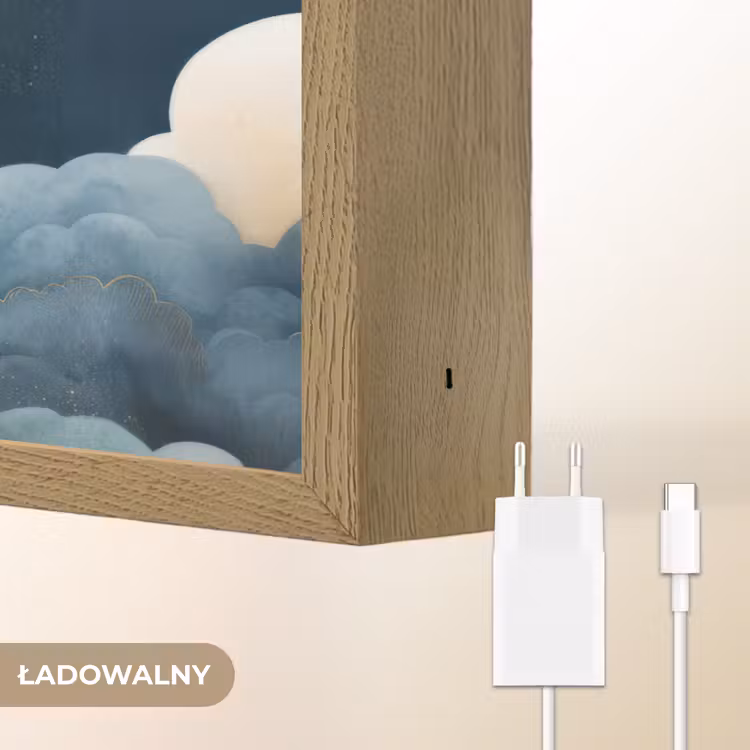Zeilschip - Sterrenhemel - Wolken - Blauw Light Box met batterij (Wandlamp kind) middel -USP_websiteoplaadbaarNL