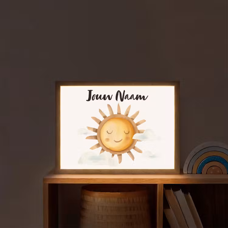 Zon - Wolken - Pastel kleuren Light Box met batterij (Wandlamp kind) middel -sfeer1_kind