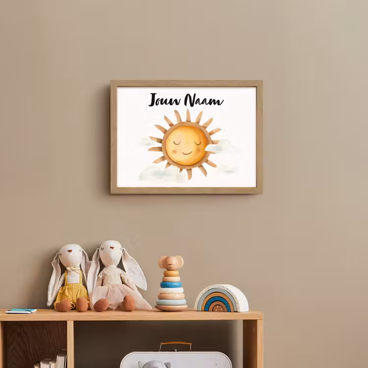 Zon - Wolken - Pastel kleuren Light Box met batterij (Wandlamp kind) middel -sfeer2_kind