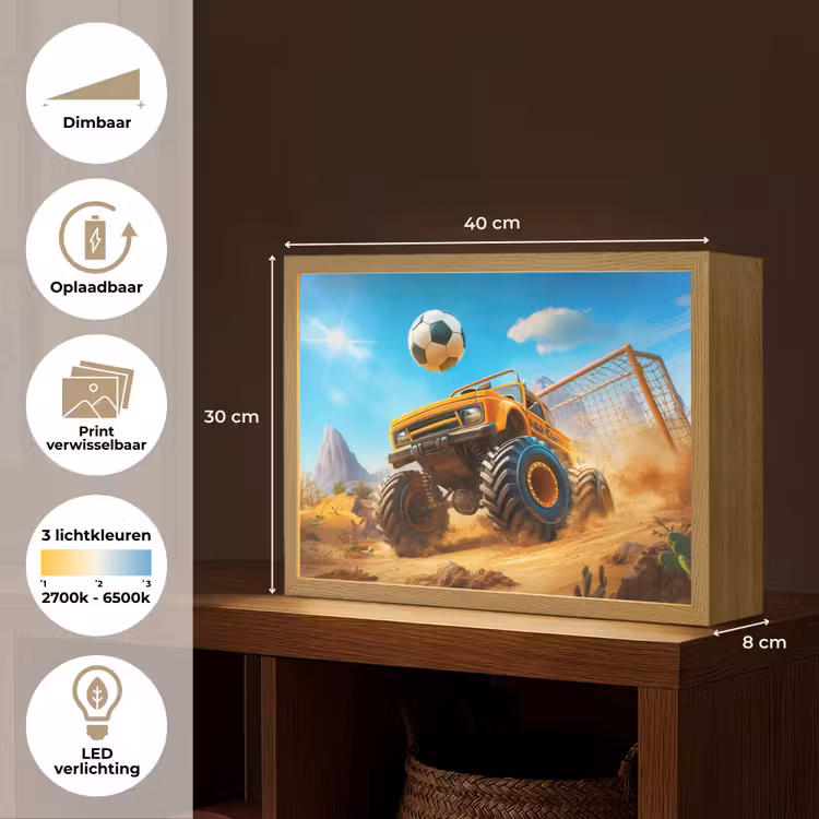 Monstertruck - Voetbal - Woestijn Light Box met batterij (Wandlamp kind) middel -USP_websiteoverzichtNL