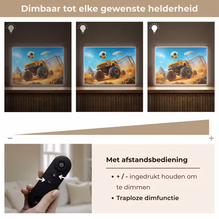 Monstertruck - Voetbal - Woestijn Light Box met batterij (Wandlamp kind) middel -USP_dimbaarNL