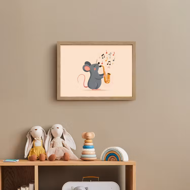 Muis - Saxofoon - Muzieknoten Light Box met batterij (Wandlamp kind) middel -sfeer2_kind