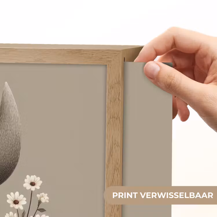 Neushoorn - Witte bloemen - Lief Light Box met batterij (Wandlamp kind) middel -USP_websiteprintNL