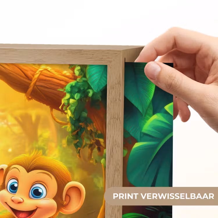 Olifant - Appje - Jungle - Kleurrijk Light Box met batterij (Wandlamp kind) middel -USP_websiteprintNL