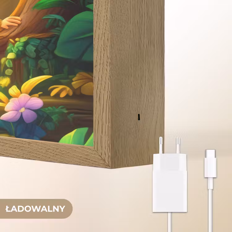 Olifant - Appje - Jungle - Kleurrijk Light Box met batterij (Wandlamp kind) middel -USP_websiteoplaadbaarNL
