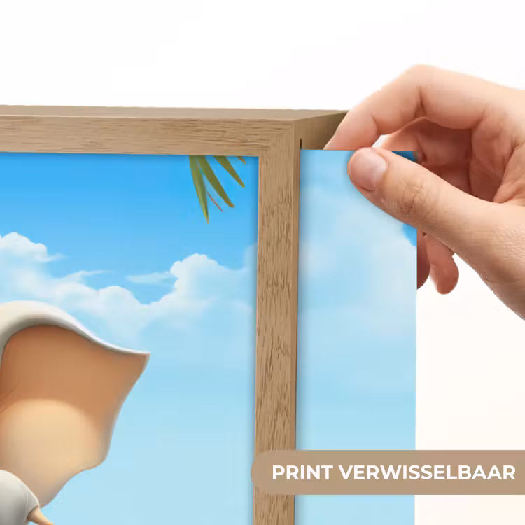 Olifant - Strand - Dieren - Meisjes - Kind Light Box met batterij (Wandlamp kind) middel -USP_websiteprintNL