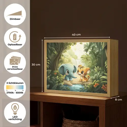 Olifant - Tijger - Bos - Jungle Light Box met batterij (Wandlamp kind) middel -USP_websiteoverzichtNL