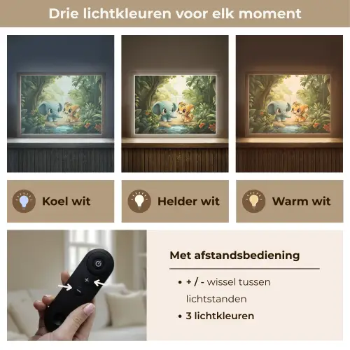 Olifant - Tijger - Bos - Jungle Light Box met batterij (Wandlamp kind) middel -USP_lichtkleurNL