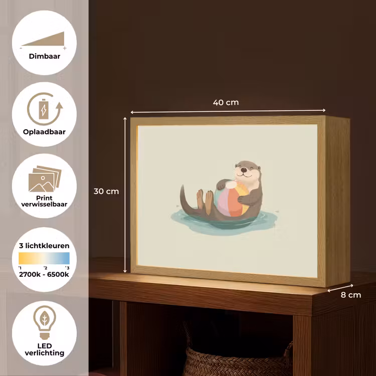 Otter - Strandbal - Kleurrijk Light Box met batterij (Wandlamp kind) middel -USP_websiteoverzichtNL