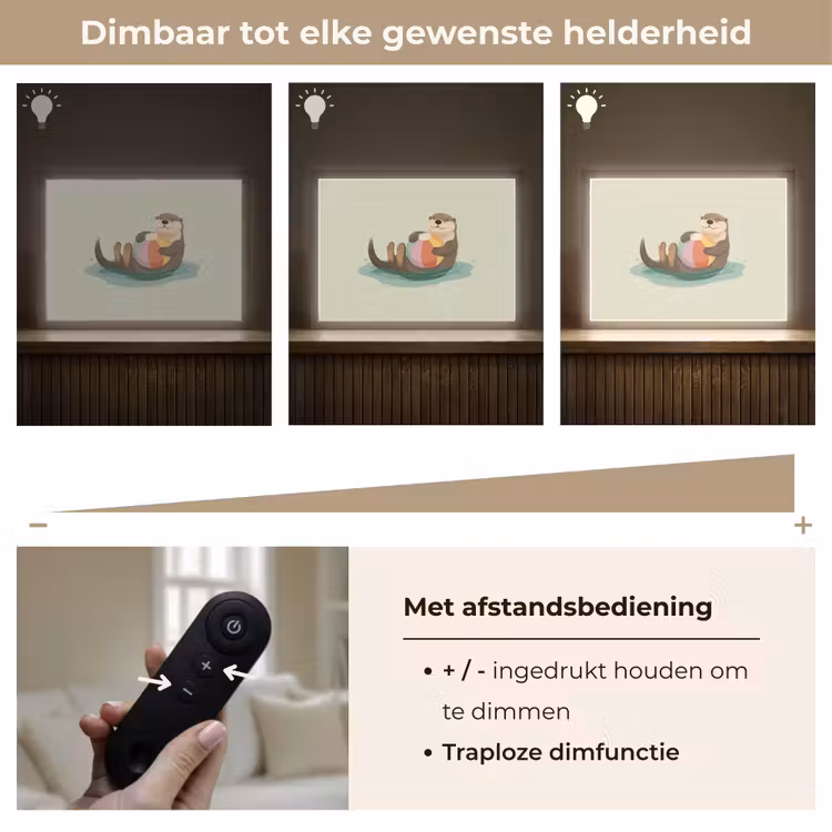 Otter - Strandbal - Kleurrijk Light Box met batterij (Wandlamp kind) middel -USP_dimbaarNL
