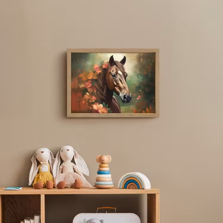 Paard - Bloemen - Natuur - Dieren - Bos - Oranje Light Box met batterij (Wandlamp kind) middel -sfeer2_kind