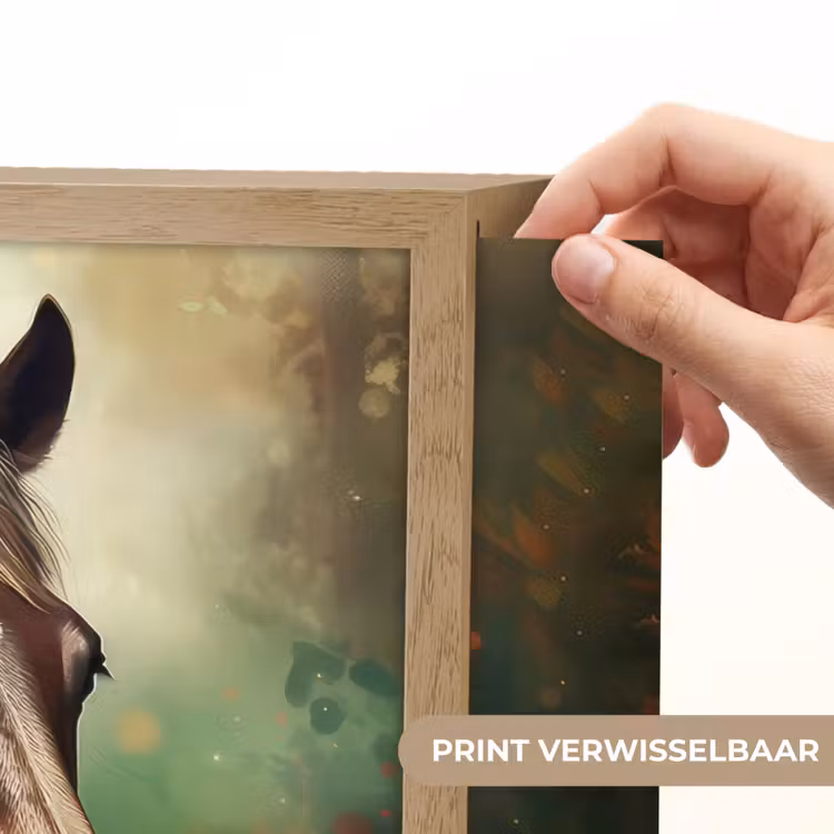 Paard - Bloemen - Natuur - Dieren - Bos - Oranje Light Box met batterij (Wandlamp kind) middel -USP_websiteprintNL