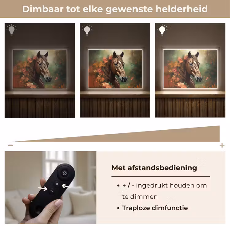 Paard - Bloemen - Natuur - Dieren - Bos - Oranje Light Box met batterij (Wandlamp kind) middel -USP_dimbaarNL