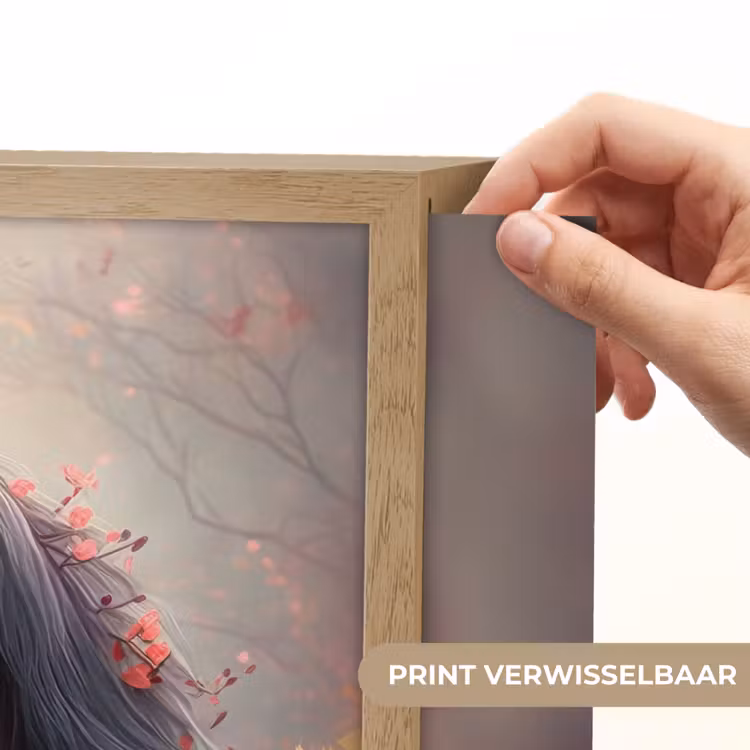 Paard - Bloemen - Natuur - Paars - Dieren Light Box met batterij (Wandlamp kind) middel -USP_websiteprintNL