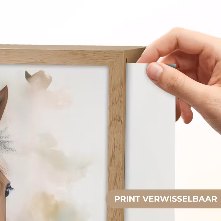 Paard - Bloemen - Natuur - Waterverf - Dieren Light Box met batterij (Wandlamp kind) middel -USP_websiteprintNL