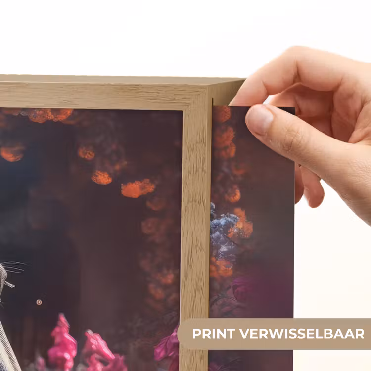 Paard - Bloemen - Paars - Oranje - Dieren Light Box met batterij (Wandlamp kind) middel -USP_websiteprintNL