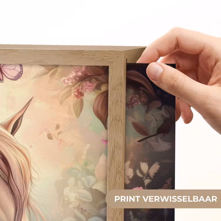 Paard - Bloemen - Vlinders Light Box met batterij (Wandlamp kind) middel -USP_websiteprintNL
