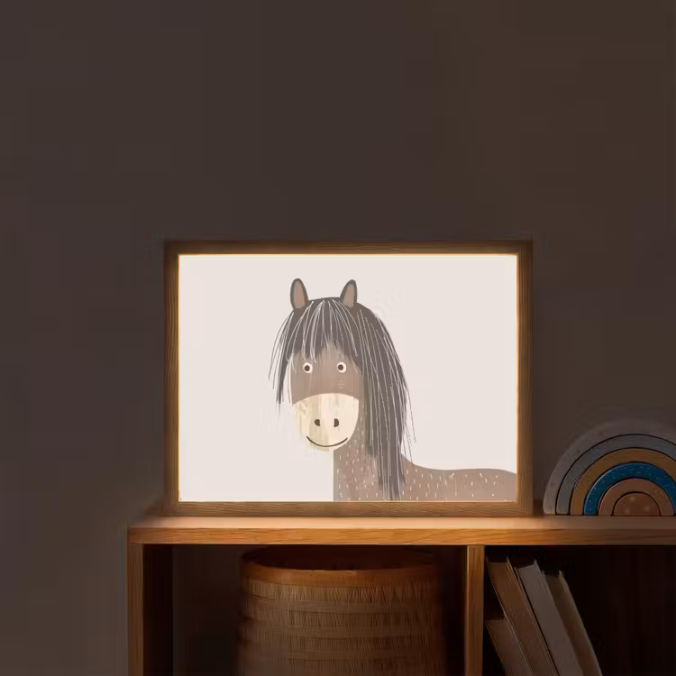 Paard - Dier - Pastel kleuren - Paarden Light Box met batterij (Wandlamp kind) middel -sfeer1_kind