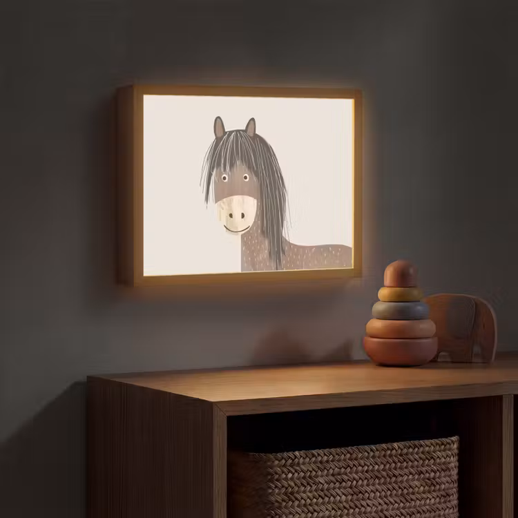 Paard - Dier - Pastel kleuren - Paarden Light Box met batterij (Wandlamp kind) middel -sfeer5_kind