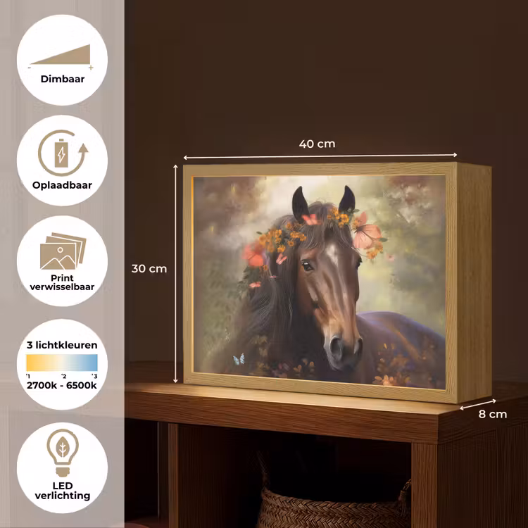 Paard - Dieren - Bloemen - Bos - Vlinder Light Box met batterij (Wandlamp kind) middel -USP_websiteoverzichtNL
