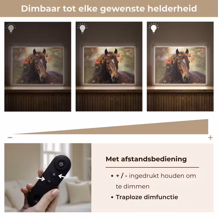 Paard - Dieren - Bloemen - Bos - Vlinder Light Box met batterij (Wandlamp kind) middel -USP_dimbaarNL
