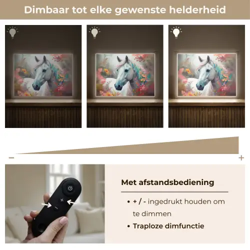 Paard - Natuur - Bloemen - Dieren - Bos Light Box met batterij (Wandlamp kind) middel -USP_dimbaarNL