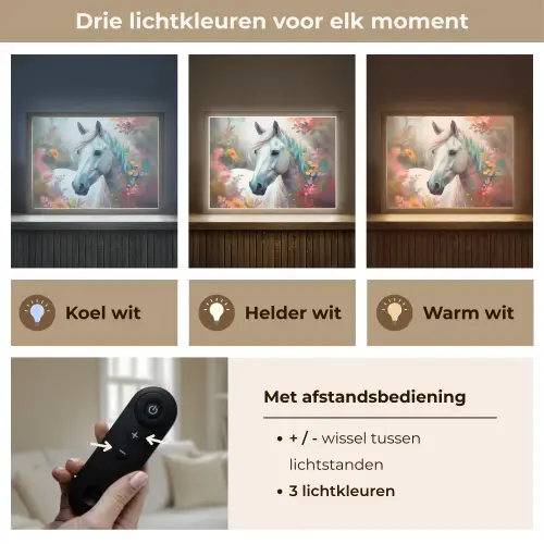 Paard - Natuur - Bloemen - Dieren - Bos Light Box met batterij (Wandlamp kind) middel -USP_lichtkleurNL