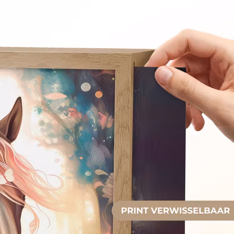Paard - Natuur - Bloemen - Vlinders - Bos Light Box met batterij (Wandlamp kind) middel -USP_websiteprintNL