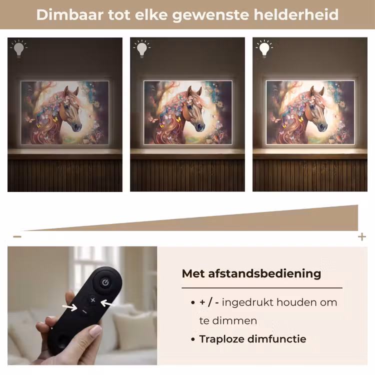 Paard - Natuur - Bloemen - Vlinders - Bos Light Box met batterij (Wandlamp kind) middel -USP_dimbaarNL