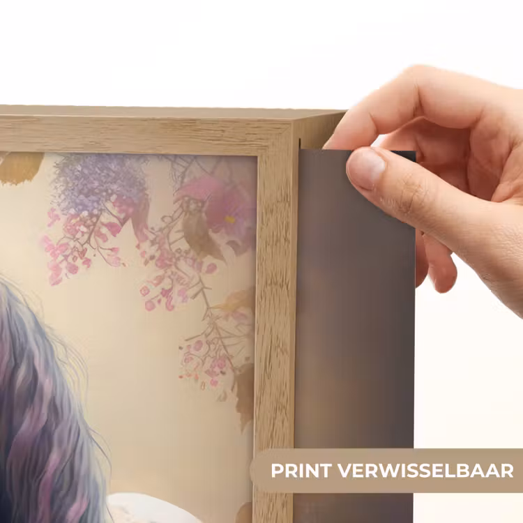 Paard - Natuur - Dieren - Bloemen - Paars Light Box met batterij (Wandlamp kind) middel -USP_websiteprintNL