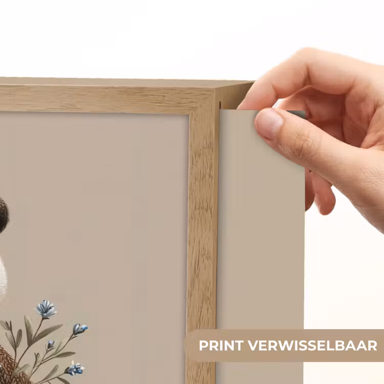 Panda - Blauwe bloemen - Zachtheid Light Box met batterij (Wandlamp kind) middel -USP_websiteprintNL