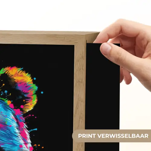 Panda - Dieren - Kleur - Verf - Zwart Light Box met batterij (Wandlamp kind) middel -USP_websiteprintNL