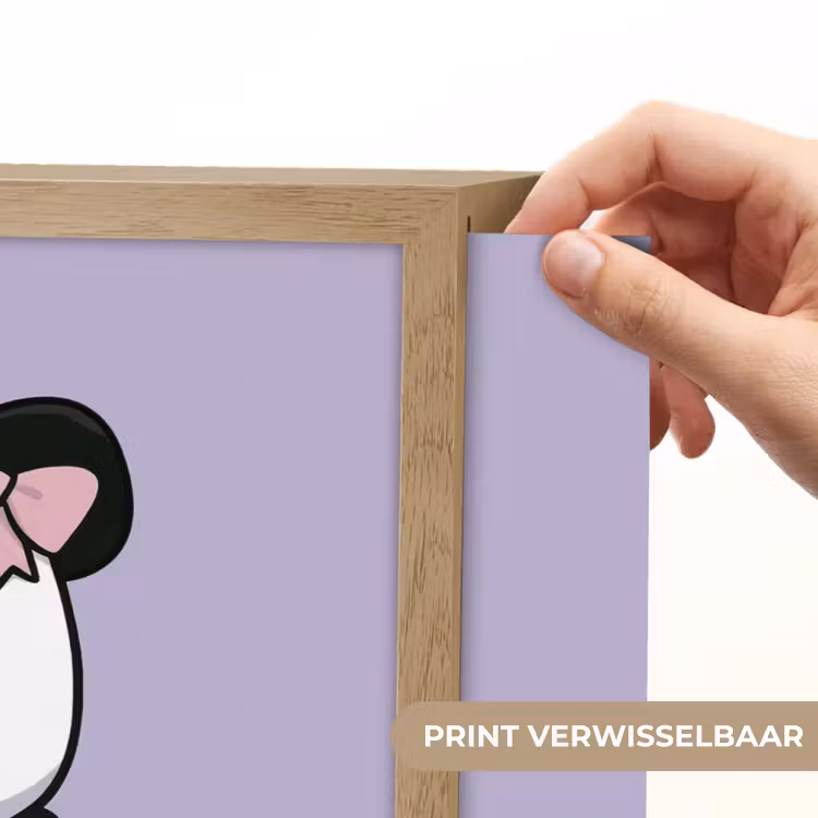 Panda - Paars - Sierlijk - Kawaii Light Box met batterij (Wandlamp kind) middel -USP_websiteprintNL