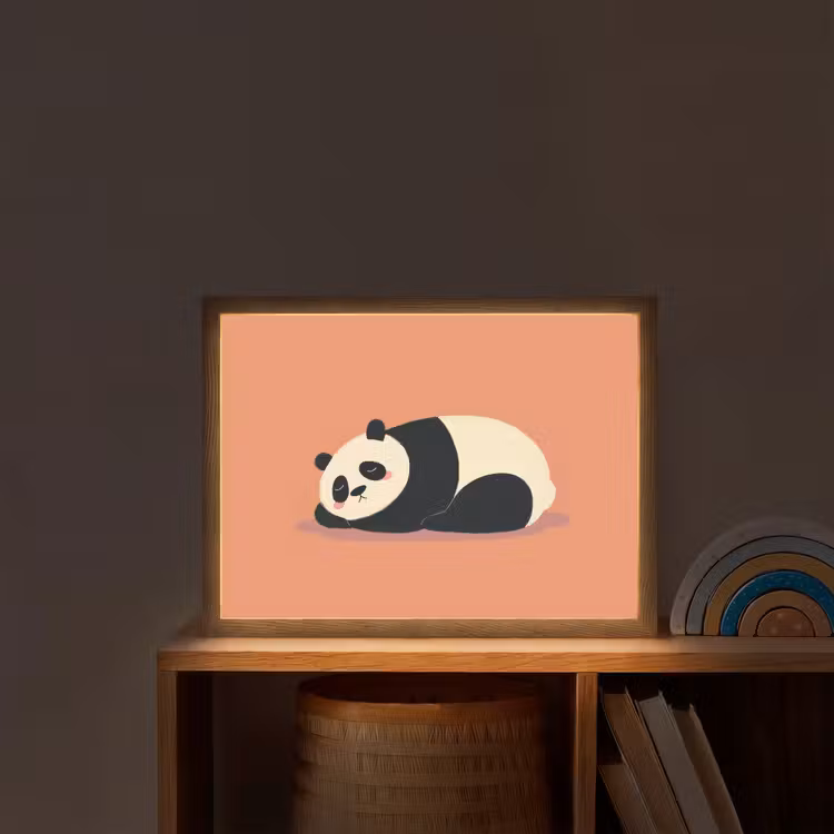 Panda - Slaap - Oranje Light Box met batterij (Wandlamp kind) middel -sfeer1_kind