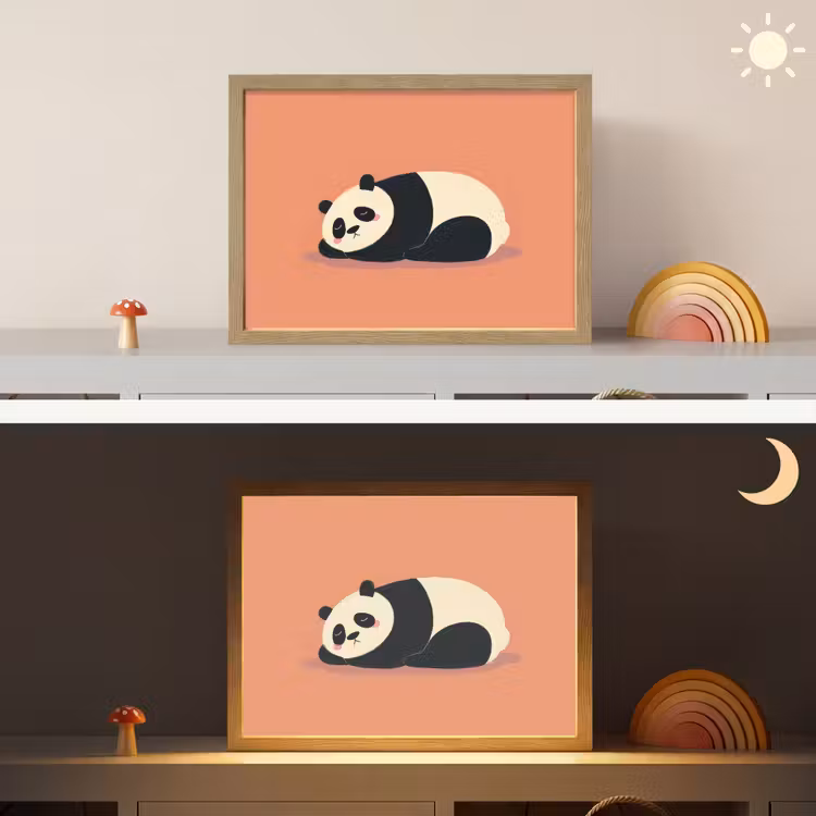 Panda - Slaap - Oranje Light Box met batterij (Wandlamp kind) middel -sfeer3_kind