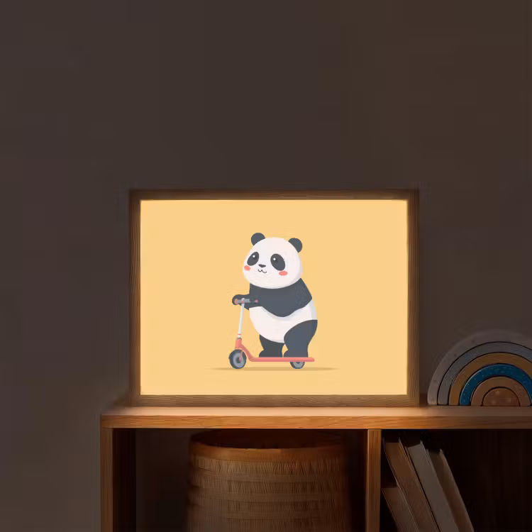 Panda - Step - Geel Light Box met batterij (Wandlamp kind) middel -sfeer1_kind