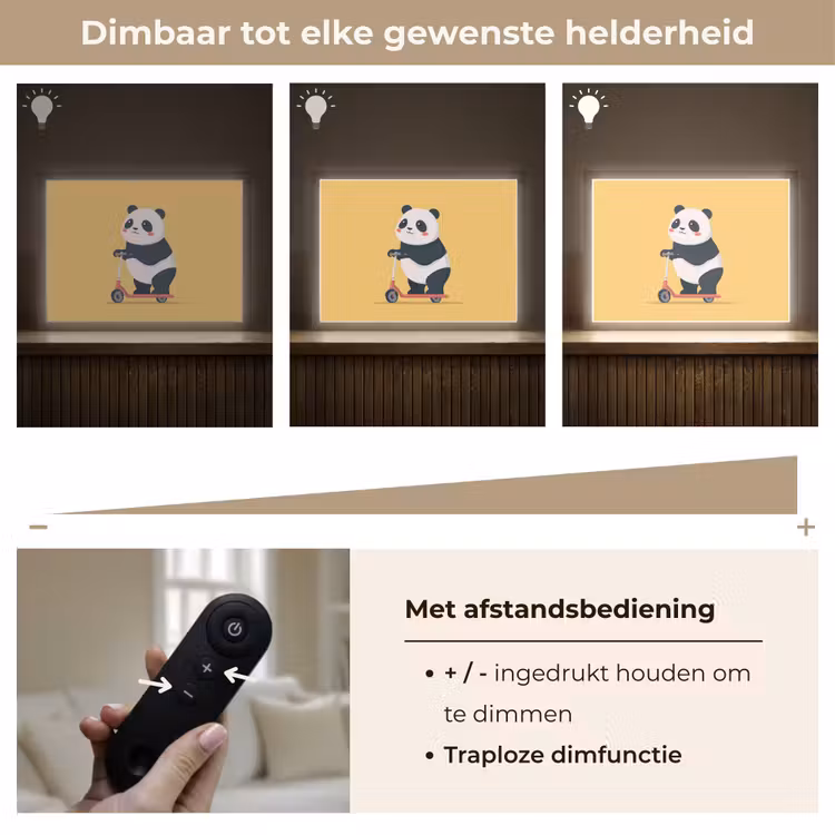 Panda - Step - Geel Light Box met batterij (Wandlamp kind) middel -USP_dimbaarNL