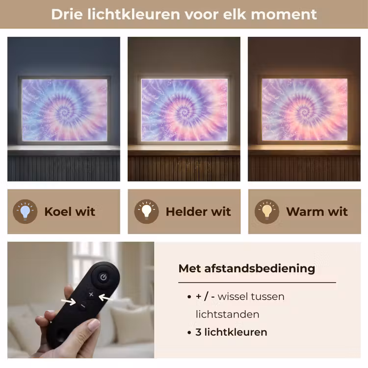 Pasteltinten - Paars - Spiraal - Marmer Light Box met batterij (Wandlamp kind) middel -USP_lichtkleurNL