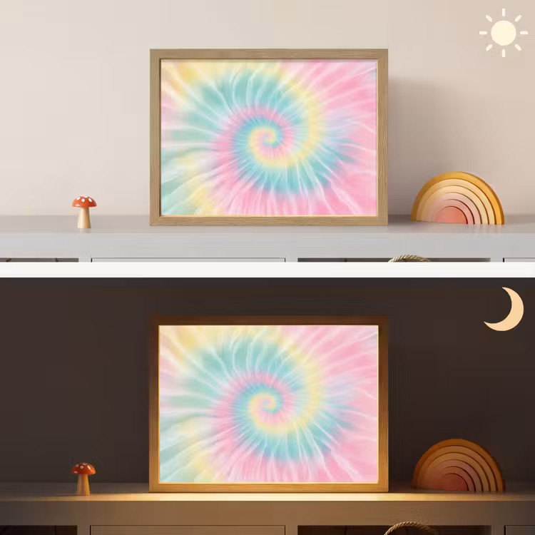 Pasteltinten - Tie dye - Roze Light Box met batterij (Wandlamp kind) middel -sfeer3_kind