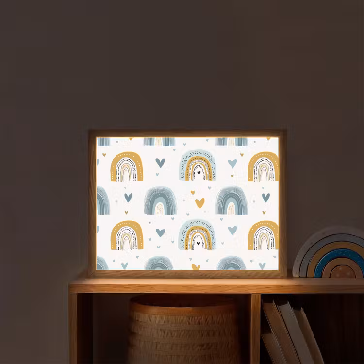 Patroon - Regenboog - Hartjes Light Box met batterij (Wandlamp kind) middel -sfeer1_kind