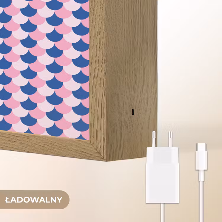 Patroon - Schubben - Blauw - Roze Light Box met batterij (Wandlamp kind) middel -USP_websiteoplaadbaarNL