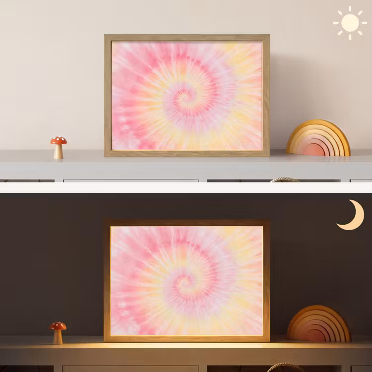 Patroon - Tie Dye - Pasteltinten - Roze Light Box met batterij (Wandlamp kind) middel -sfeer3_kind