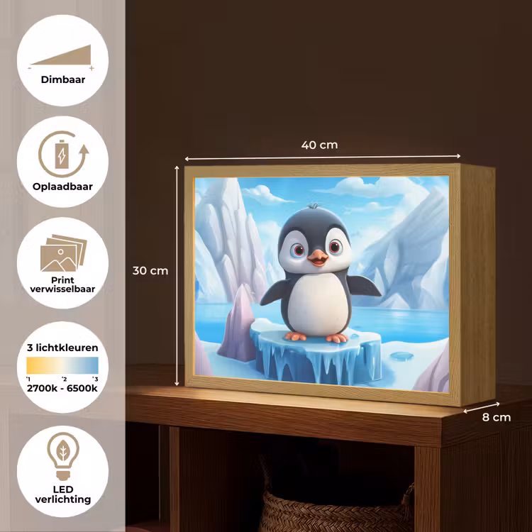 Pinguïn - Meisjes - Pooldieren - Kinderen Light Box met batterij (Wandlamp kind) middel -USP_websiteoverzichtNL