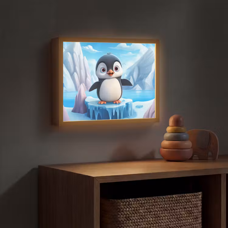 Pinguïn - Meisjes - Pooldieren - Kinderen Light Box met batterij (Wandlamp kind) middel -sfeer5_kind