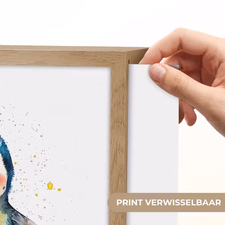 Pinguïn - Regenboog - Waterverf - Dieren - Kinderen Light Box met batterij (Wandlamp kind) middel -USP_websiteprintNL