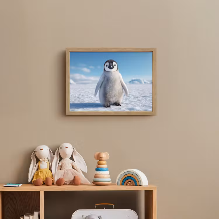 Pinguïn - Sneeuw - Landschap - Wit Light Box met batterij (Wandlamp kind) middel -sfeer2_kind