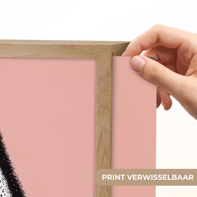 Pinguïn - Stippen - Minimalistisch - Roze Light Box met batterij (Wandlamp kind) middel -USP_websiteprintNL