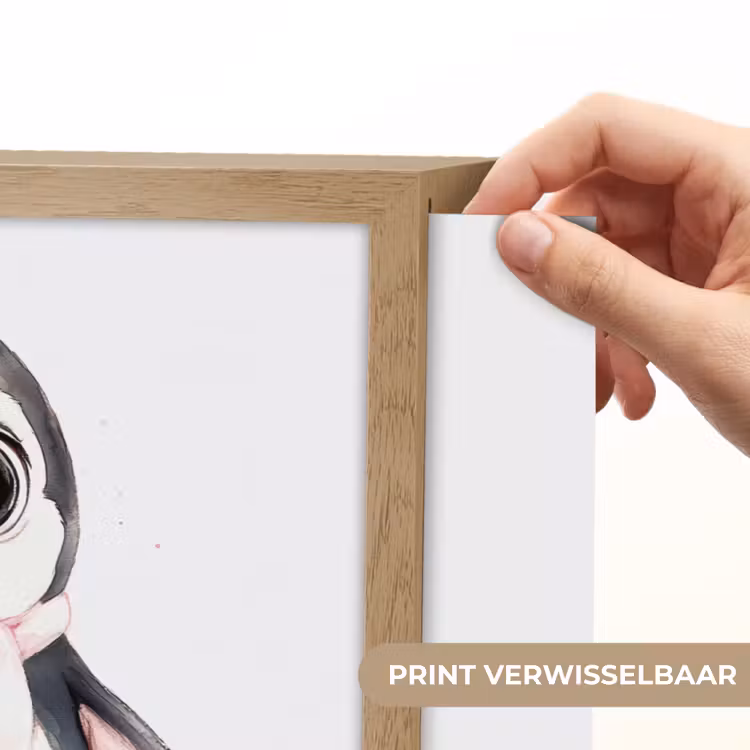 Pinguïn - Strikje - Roze - Dier Light Box met batterij (Wandlamp kind) middel -USP_websiteprintNL
