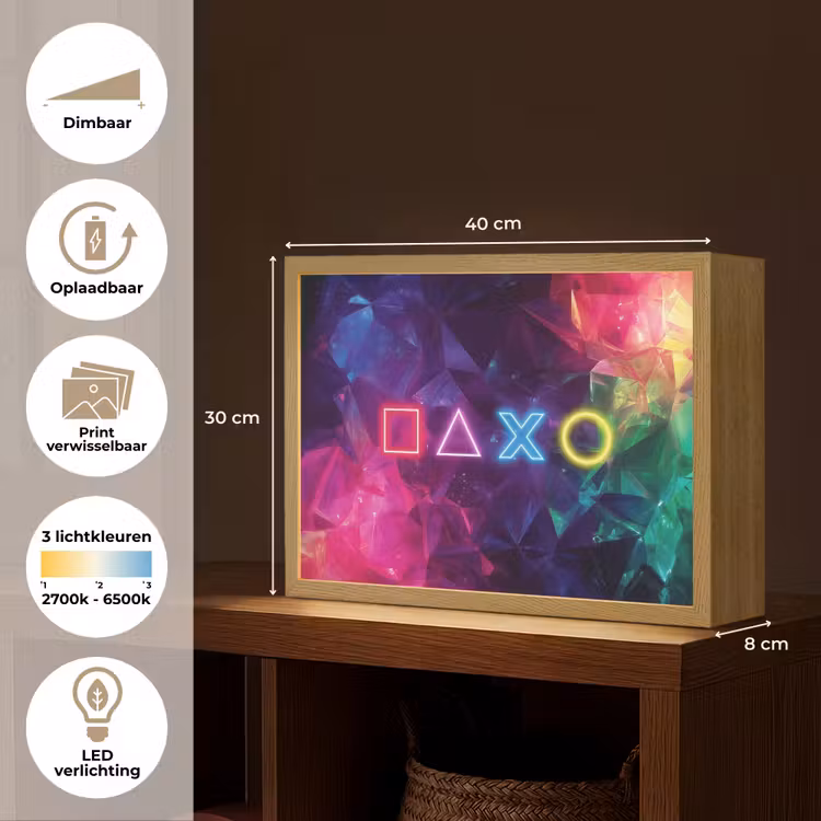 Playstation - Kleurrijk - Abstract - Neon Light Box met batterij (Wandlamp kind) middel -USP_websiteoverzichtNL