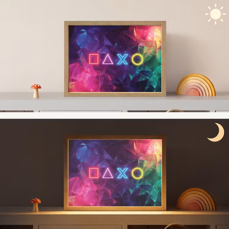 Playstation - Kleurrijk - Abstract - Neon Light Box met batterij (Wandlamp kind) middel -sfeer3_kind